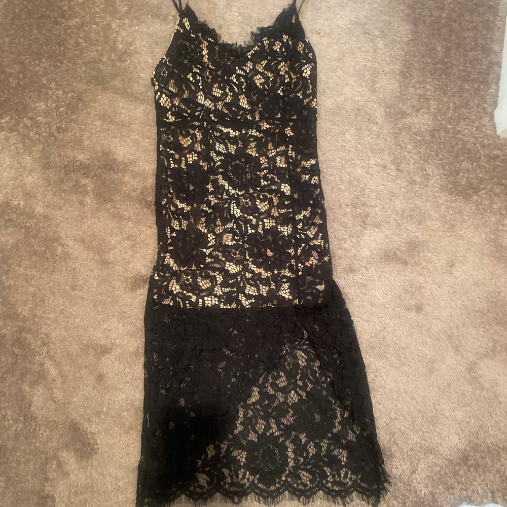 Do+Be black lace dress with cream liner